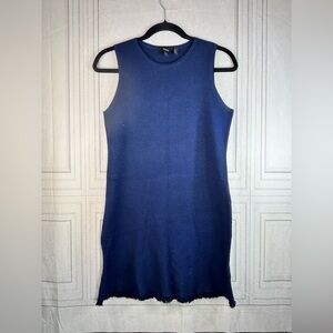 Theory Dark Blue Sleeveless knit fringe dress S